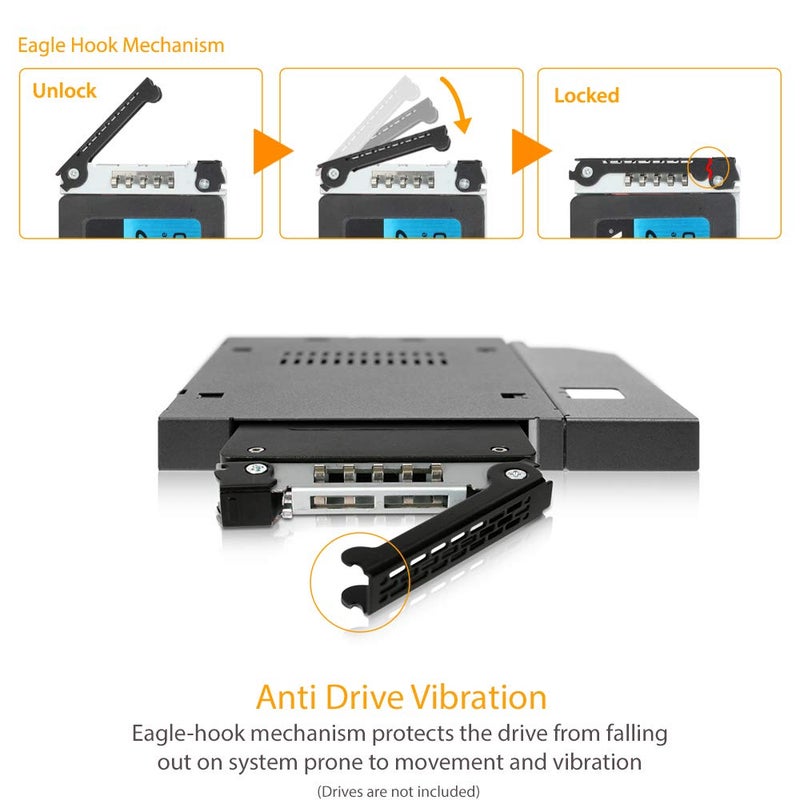 ICY DOCK 2.5â€ SATA/SAS HDD/SSD Rugged Full Metal Mobile Rack for Slim ODD or Slim FDD Bay | ToughArmor MB411SPO-B - Image 4